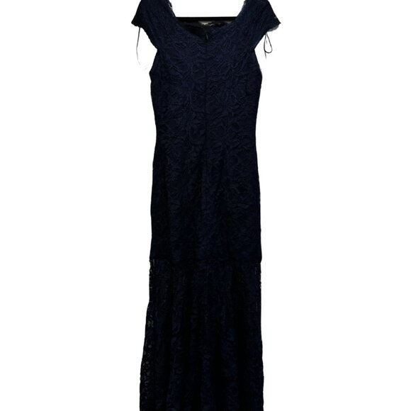 Laura Lace Blue Fit and Flare Maxi Dress, size 12 - Picture 2 of 4